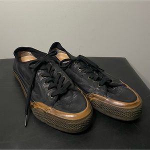 Men’s Frye Leather Low Lace Sneakers, Black 10.5